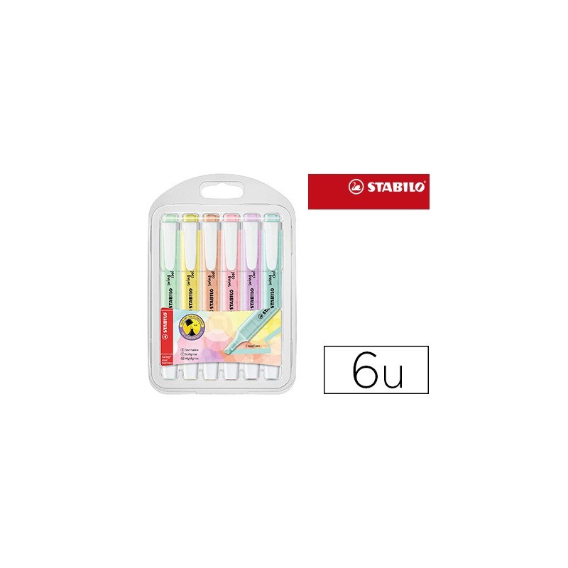 ROTULADOR STABILO FLUORESCENTE SWING COOL COLOR PASTEL BOLSA DE 6 UNIDADES COLORES SURTIDOS