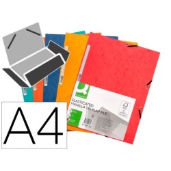 CARPETA Q-CONNECT GOMAS KF02174 CARTON SIMIL-PRESPAN SOLAPAS 320X243MM SURTIDAS  (PACK INDIVISIBLE 10 UDS)