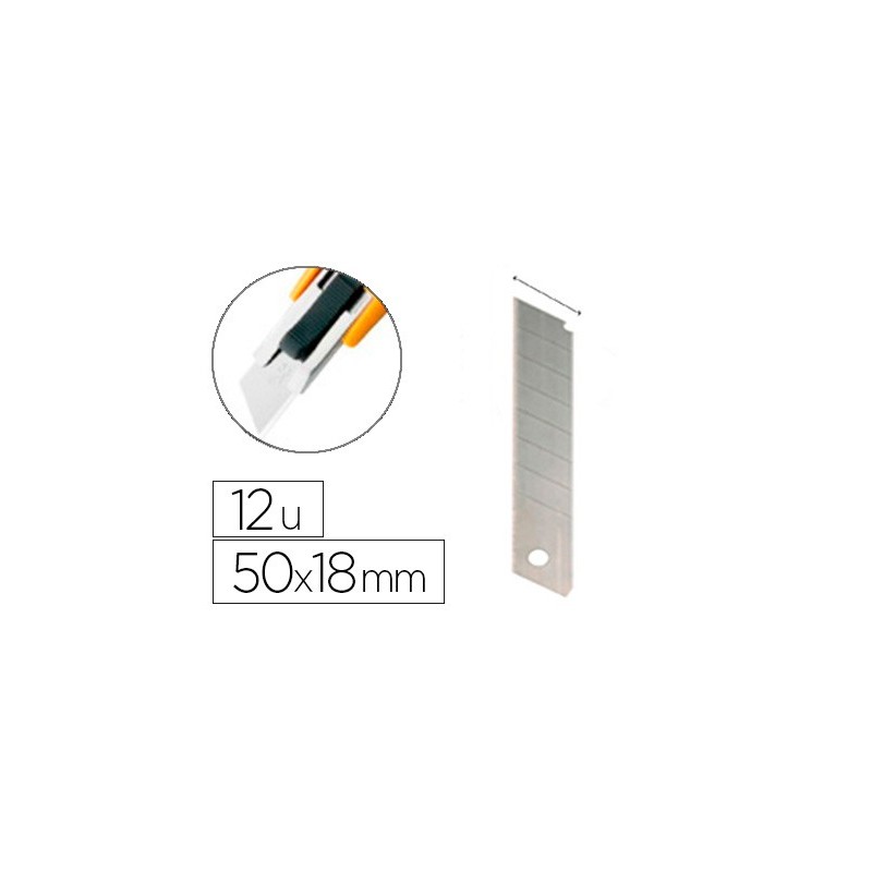 REPUESTO CUTER ANCHO METALICO Q-CONNECT 0,5X18 MM ESTUCHE DE12 CUCHILLAS