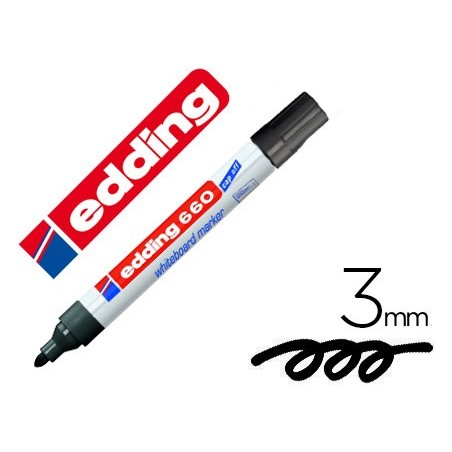 ROTULADOR EDDING PARA PIZARRA BLANCA 660 COLOR NEGRO PUNTA REDONDA 3 MM
