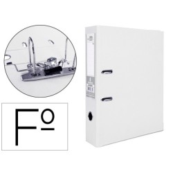 ARCHIVADOR DE PALANCA LIDERPAPEL FOLIO DOCUMENTA FORRADO PVC CON RADO LOMO 75MM BLANCO CON COMPRESOR