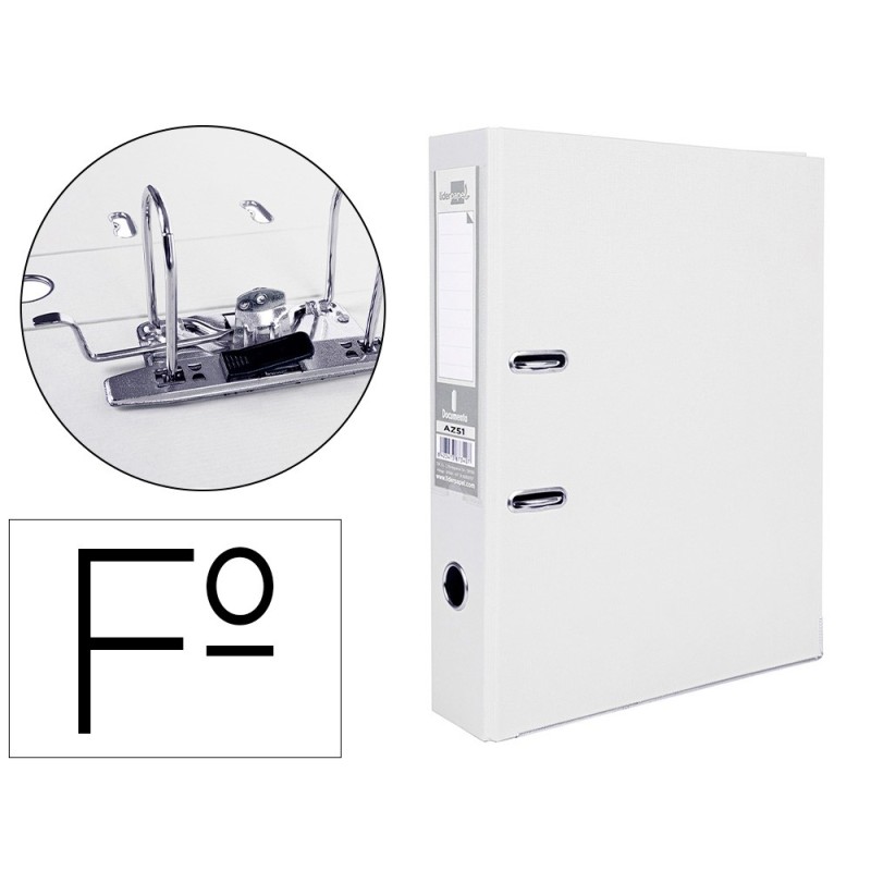 ARCHIVADOR DE PALANCA LIDERPAPEL FOLIO DOCUMENTA FORRADO PVC CON RADO LOMO 75MM BLANCO CON COMPRESOR