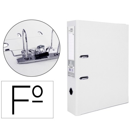 ARCHIVADOR DE PALANCA LIDERPAPEL FOLIO DOCUMENTA FORRADO PVC CON RADO LOMO 75MM BLANCO CON COMPRESOR