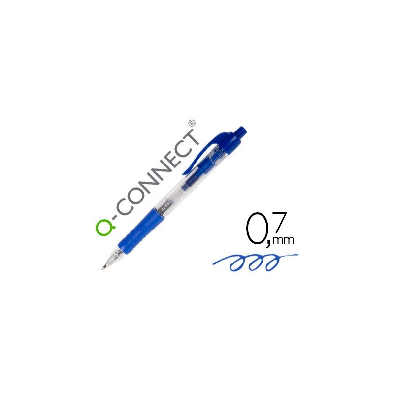 BOLIGRAFO Q-CONNECT AZUL RETRACTIL -CON SUJECION DE CAUCHO