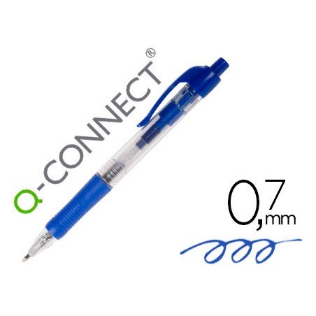 BOLIGRAFO Q-CONNECT AZUL RETRACTIL -CON SUJECION DE CAUCHO