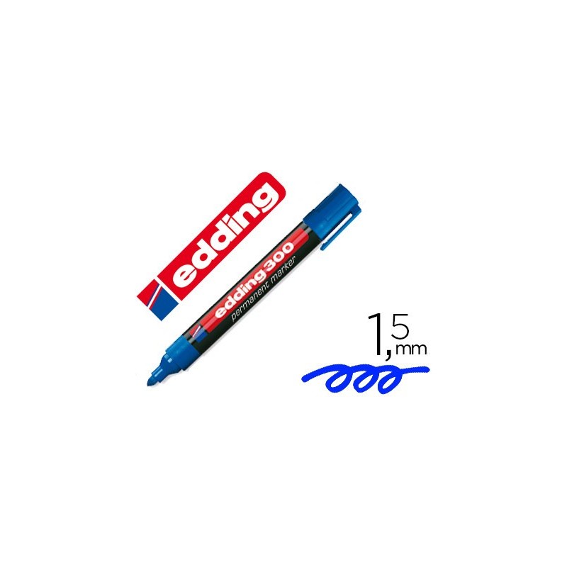 ROTULADOR EDDING MARCADOR PERMANENTE 300 AZUL PUNTA REDONDA 1,5-3 MM RECARGABLE