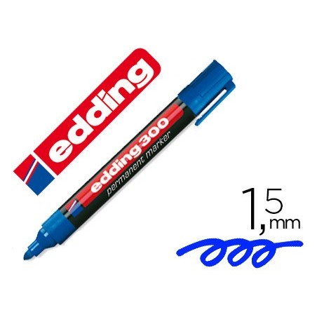 ROTULADOR EDDING MARCADOR PERMANENTE 300 AZUL PUNTA REDONDA 1,5-3 MM RECARGABLE