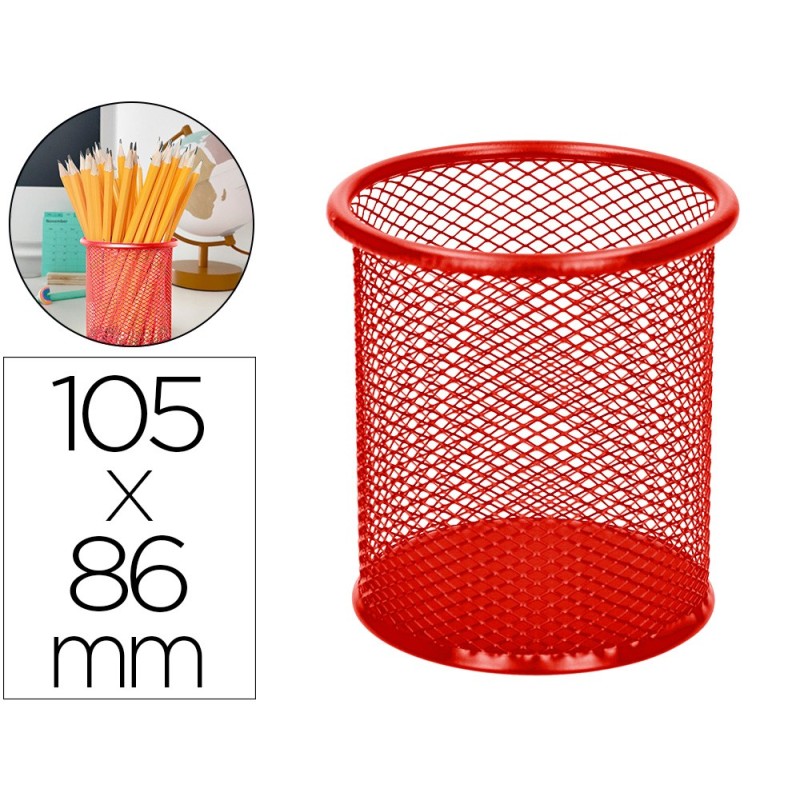 CUBILETE PORTALAPICES Q-CONNECT REJILLA METAL PLATA DIAMETRO 86 MM ALTURA 105 MM