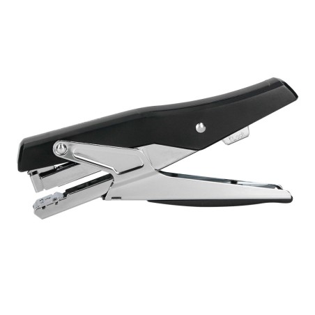 GRAPADORA Q-CONNECT METALIZADA Y NEGRA DE TENAZA TACTO SUAVE CAPACIDAD 25 HOJAS USA GRAPAS 24/6 Y 26/6