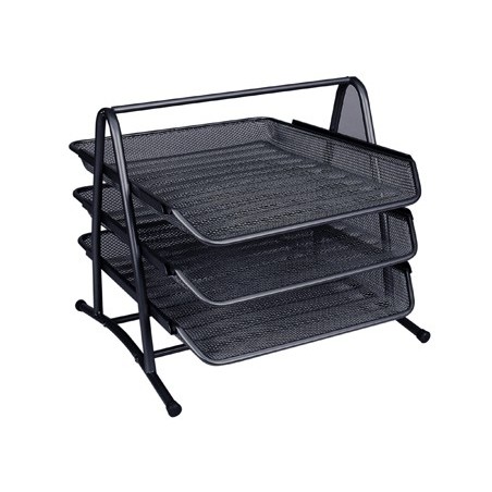 BANDEJA SOBREMESA METALICA Q-CONNECT KF00823 REJILLA NEGRA 3 BANDEJAS MOVIBLES 350X278X275 MM