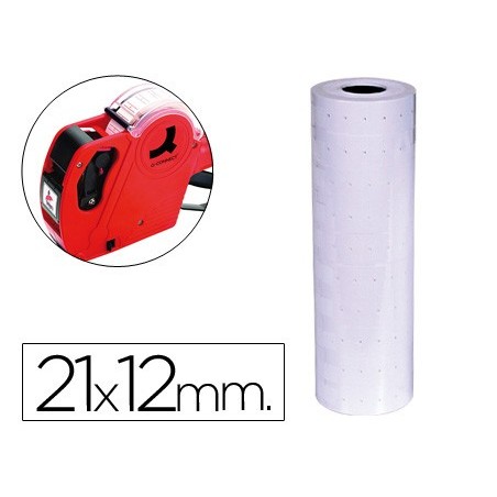 ETIQUETAS Q-CONNECT BLANCA 21 X 12 MM LISA ROLLO 1000 ETIQUETAS PARA ETIQUETADORA Q-CONNECT