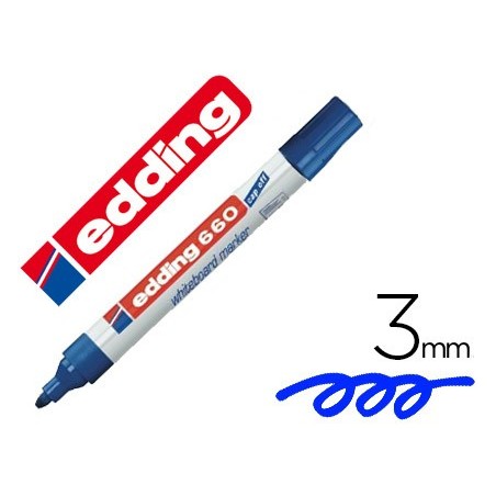 ROTULADOR EDDING PARA PIZARRA BLANCA 660 COLOR AZUL PUNTA REDONDA 1,5-3 MM RECARGABLE
