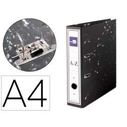 ARCHIVADOR DE PALANCA LIDERPAPEL CARTON FORRADO DIN A4 JASPEADO NEGRO SIN CAJA-CON RADO