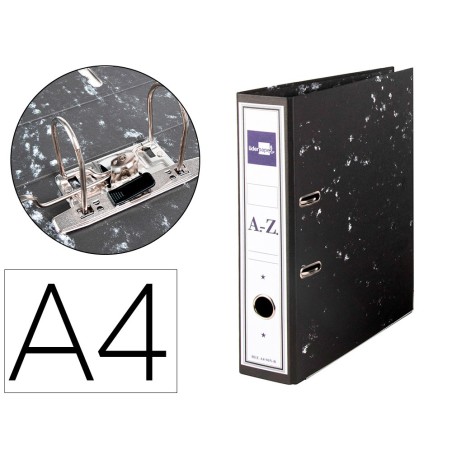 ARCHIVADOR DE PALANCA LIDERPAPEL CARTON FORRADO DIN A4 JASPEADO NEGRO SIN CAJA-CON RADO