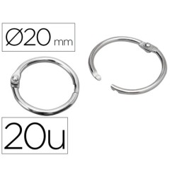 ANILLAS BISAGRA LIDERPAPEL NIQUELADAS N.1 DIAMETRO 20 MM CAJA DE 20 UNIDADES