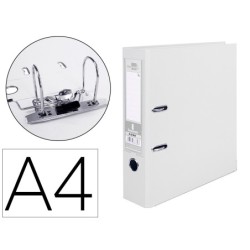 ARCHIVADOR DE PALANCA LIDERPAPEL A4 DOCUMENTA FORRADO PVC CON RADO LOMO 75MMBLANCO COMPRESOR METALICO