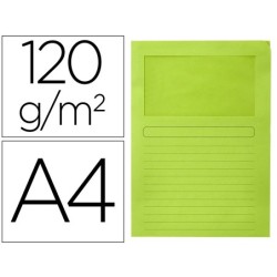 SUBCARPETA CARTULINA Q-CONNECT DIN A4 VERDE CON VENTANA TRANSPARENTE 120 GR (PACK INDIVISIBLE 50 UDS)