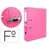 ARCHIVADOR DE PALANCA LIDERPAPEL FOLIO DOCUMENTA FORRADO PVC CON RADO LOMO 75 MM ROSA COMPRESOR METALICO