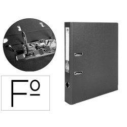 ARCHIVADOR DE PALANCA LIDERPAPEL FOLIO DOCUMENTA FORRADO PVC CON RADO LOMO 52 MM NEGRO COMPRESOR METALICO
