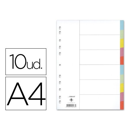 SEPARADOR Q-CONNECT CARTULINA JUEGO DE 10 SEPARADORES DIN A4MULTITALADRO