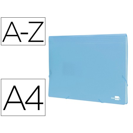 CARPETA LIDERPAPEL CLASIFICADOR FUELLE POLIPROPILENO DIN A4 CELESTE OPACO 13 DEPARTAMENTOS