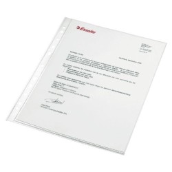 Funda porta documentos Esselte - Multitaladro - PP - 120 m - Cristal - Folio - Caja 100 ud