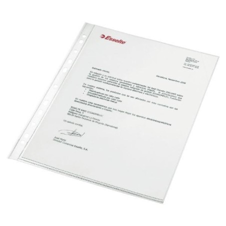 Funda porta documentos Esselte - Multitaladro - PP - 120 m - Cristal - Folio - Caja 100 ud