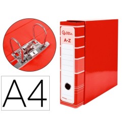 ARCHIVADOR DE PALANCA LIDERPAPEL A4 FILING SYSTEM FORRADO SIN RADO LOMO 80MM ROJOCON CAJA Y COMPRESOR METALICO