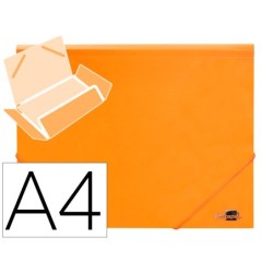 CARPETA LIDERPAPEL GOMAS SOLAPAS POLIPROPILENO DIN A4 NARANJA FLUOR OPACO