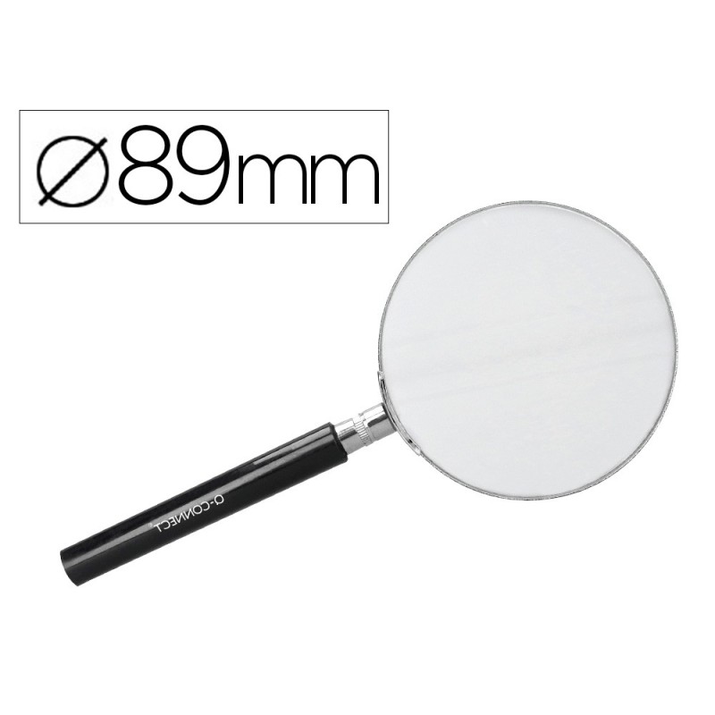 LUPA Q-CONNECT CRISTAL ARO METALICO MANGO PLASTICO NEGRO 90MM