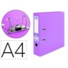 ARCHIVADOR DE PALANCA LIDERPAPEL A4 DOCUMENTA FORRADO PVC CON RADO LOMO 75 MM LILA COMPRESOR METALICO