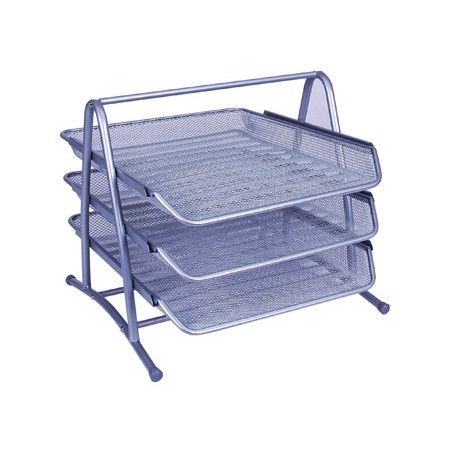 BANDEJA SOBREMESA METALICA Q-CONNECT KF00822 REJILLA PLATA 3 BANDEJAS MOVIBLES 350X278X275 MM