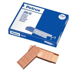Grapas Petrus 26/6 - Cobreadas - 30 hojas - Caja 1000 grapas