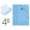 CARPETA LIDERPAPEL GOMAS CUARTO 3 SOLAPAS CARTON PINTADO AZUL