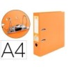 ARCHIVADOR DE PALANCA LIDERPAPEL A4 DOCUMENTA FORRADO PVC CON RADO LOMO 75MMNARANJA COMPRESOR METALICO