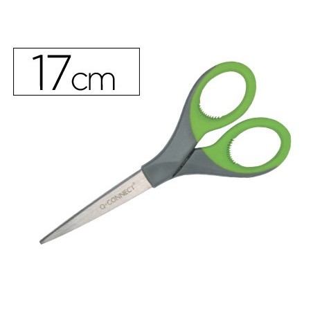 TIJERA Q-CONNECT MANGO CAUCHO 7" 17 CM BLISTER