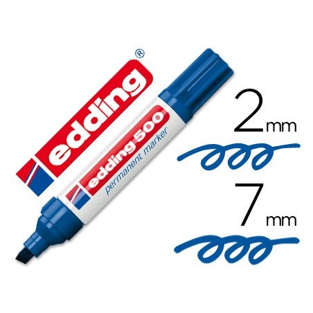 ROTULADOR EDDING MARCADOR PERMANENTE 500 AZUL -PUNTA BISELADA 7 MM RECARGABLE
