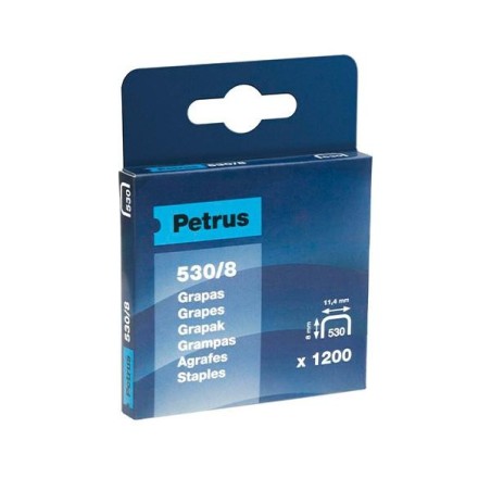 Grapas Petrus 530/8 - Cobreadas - 50 hojas - Caja 1200 grapas