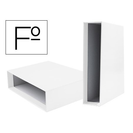 CAJA ARCHIVADOR LIDERPAPEL DE PALANCA CARTON FOLIO DOCUMENTA LOMO 82MM COLOR BLANCA