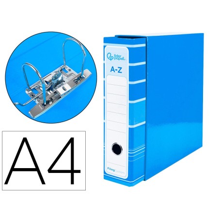 ARCHIVADOR DE PALANCA LIDERPAP EL A4 FILING SYSTEM FORRADO SIN RADO LOMO 80MM CELESTE CON CAJA Y COMPRESOR METALICO