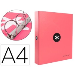 CARPETA 4 ANILLAS 40 MM MIXTAS LIDERPAPEL ANTARTIK A4 FORRADA COLOR CORAL