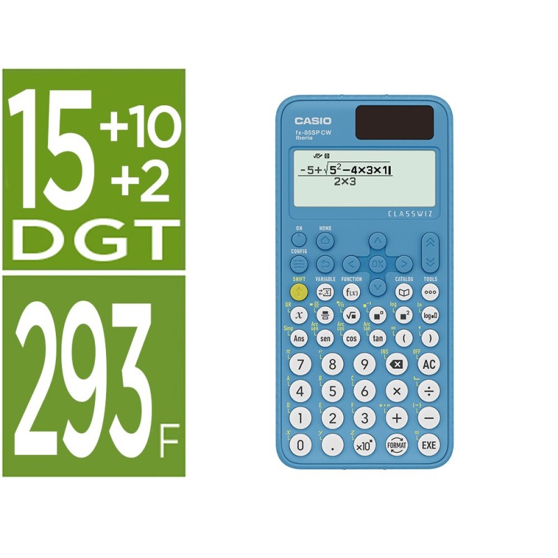 CALCULADORA CASIO FX-85SP CW IBERIA SOLAR CIENTIFICA +300 FUNCIONES 9 MEMORIAS 15+10+2 DIGITOS 16 MB FLASH CON TAPA