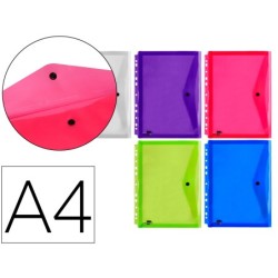 CARPETA LIDERPAPEL DOSSIER BROCHE 36669 POLIPROPILENO DIN A4 PACK DE 5 COL.SURTIDOS TRANSPARENTE MULTITALADRO
