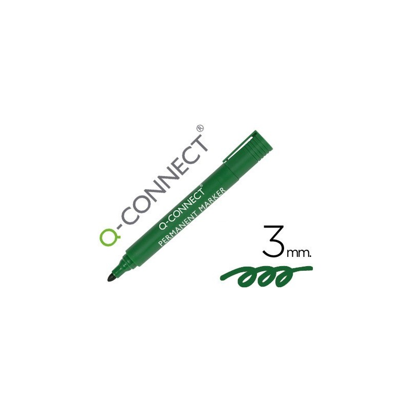 ROTULADOR Q-CONNECT MARCADOR PERMANENTE VERDE PUNTA REDONDA 3.0 MM