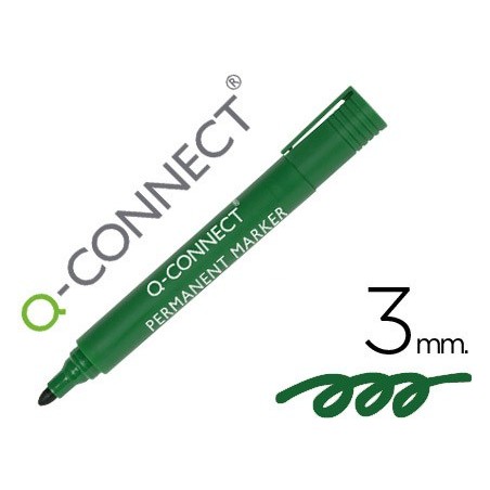 ROTULADOR Q-CONNECT MARCADOR PERMANENTE VERDE PUNTA REDONDA 3.0 MM