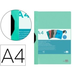 CARPETA LIDERPAPEL DOSSIER PINZA LATERAL POLIPROPILENO DIN A4 VERDE MANZANA OPACO 30 HOJAS PINZA DESLIZANTE