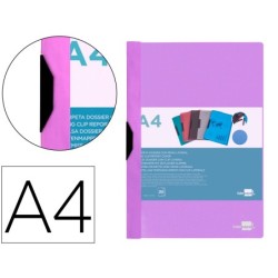 CARPETA LIDERPAPEL DOSSIER PINZA LATERAL POLIPROPILENO DIN A4 LAVANDA OPACO 30 HOJAS PINZA DESLIZANTE
