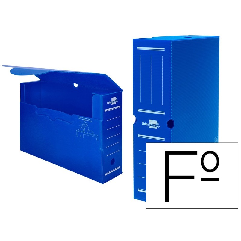 CAJA ARCHIVO DEFINITIVO PLASTICO LIDERPAPEL AZUL 360X260X100 MM