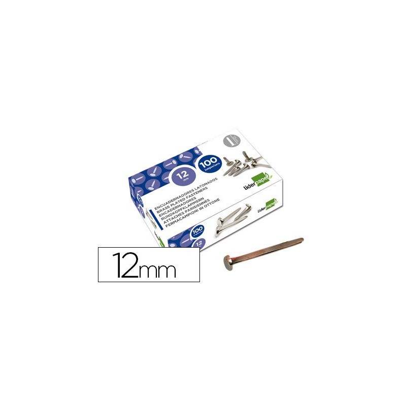 ENCUADERNADORES LIDERPAPEL NIQUELADOS N.0 12 MM CAJA DE 100 UNIDADES
