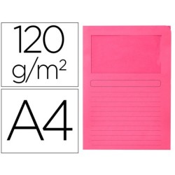 SUBCARPETA CARTULINA Q-CONNECT DIN A4 ROSA CON VENTANA TRANSPARENTE 120 GR (PACK INDIVISIBLE 50 UDS)